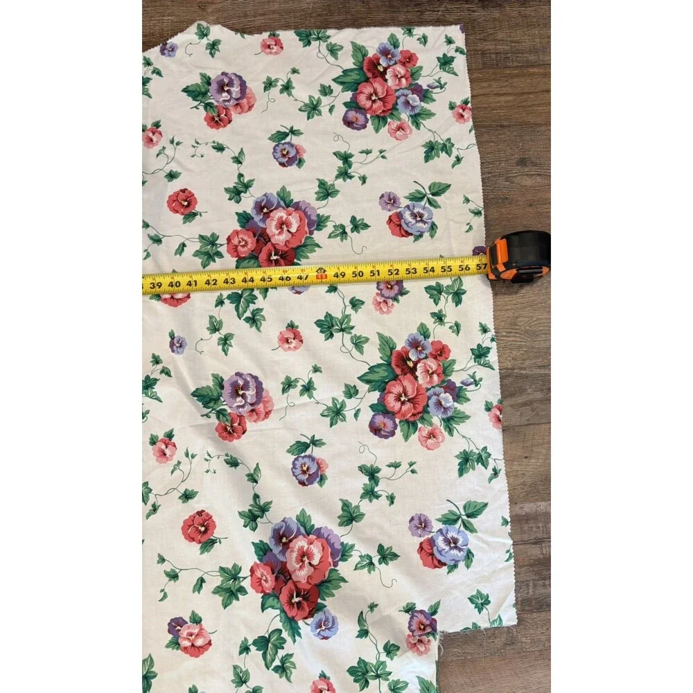 Vintage Waverly Pretty Pansy Pansies Floral Fabric Remnant For Sewing Textile